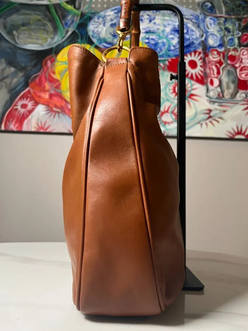 Gucci Tom Ford Vintage Y2K Bamboo Cognac Large Leather Hobo Shoulder Bag